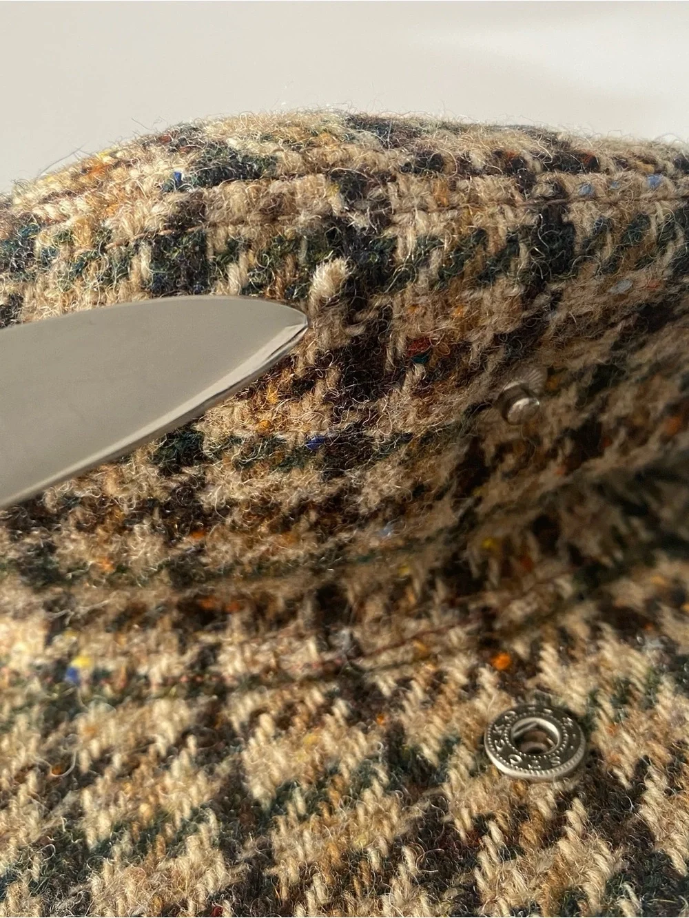 VTG Irish Flat Cap Hat Donegal Wool Houndstooth Unisex Bernard Slowey Weave